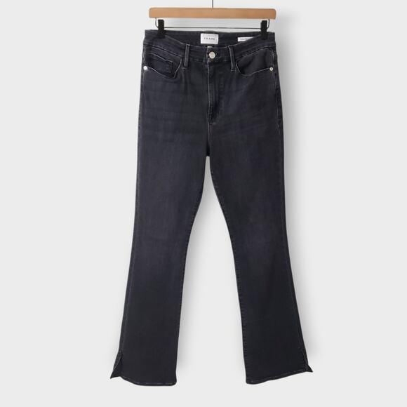 Frame Le Super High Mini Boot Split Hem Jeans Night Kerry Black Sz 29 Minimalist - Picture 1 of 13